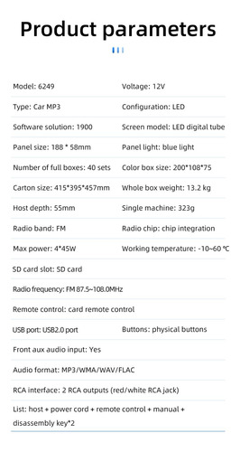 Reproductor Mp3 Para Coche, Radio Fm De Alto Rendimiento Con
