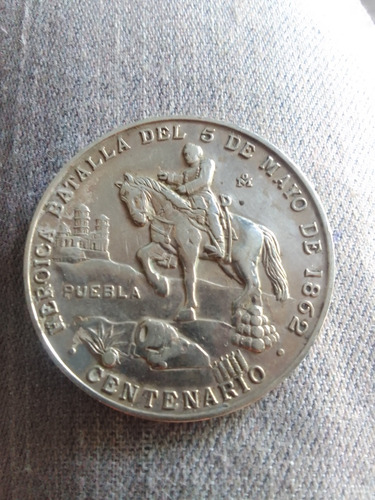 Medalla Batalla Puebla 5 De Mayo 1862-1962,plata Ley 0.925.