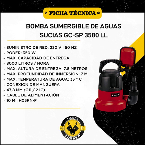 Bomba Sumergible Max 8000lts Einhell Ideal Desagotar Piletas