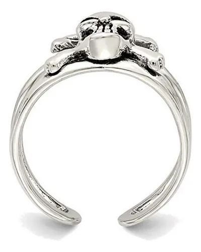 Anillo De Plata Maciza Con Calavera Antigua, Talla 11.