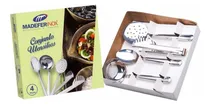 Comprar Jogo Utensílios Inox 4pçs Colher Concha Pegador Escumadeira