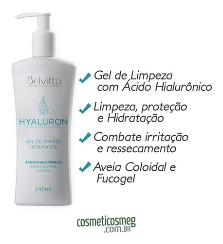 Imagem 2 de 6 de Gel Limpeza Hidrat Hyaluron 140ml Belvittà Ácido Hialurônico