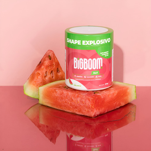 Creatina Sabor Melancia - Big Boom 3em 1 Com Colágeno E Bcaa Melancia