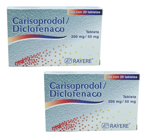 Carisoprodol Diclofenaco 200mg/50mg 2 Cajas Con 20 Tabletas