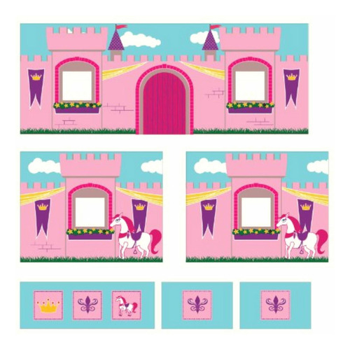 Dhp Princess Castle Design Curtain Set For Junior Loft Bed, Color Rosa/rebel Fun