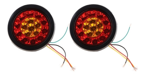 Luces Traseras Led Redondas Rojas Ámbar 16led 12v Stop Brake