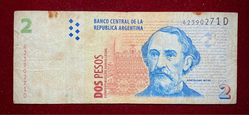 Billete 2 Pesos Convertibles 2002 Serie D Bottero 3210