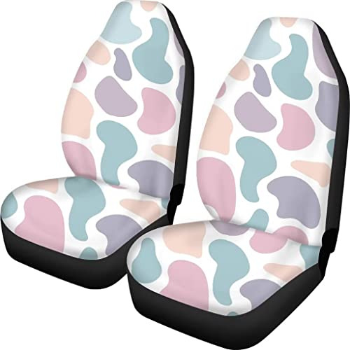 Fkelyi Multicolor Cow Print Car Seat Covers,set Of 2 Pack Fr