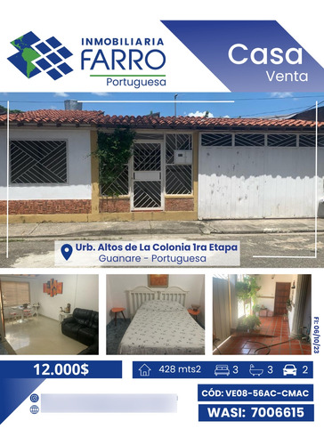 Se Vende Casa Urbanización Altos De La Colonia Primera Etapa Ve-08