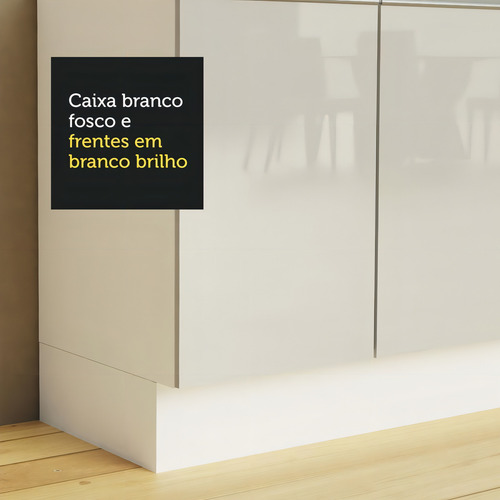Cozinha Completa Mdf Madesa Acordes 250003 F/ Branco Brilho
