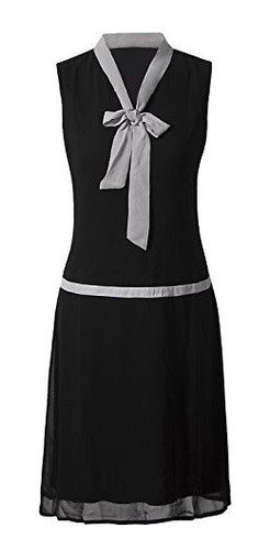 Vijiv Womens 1920 S Midi Flapper Vestido Con Cuello En V Gri