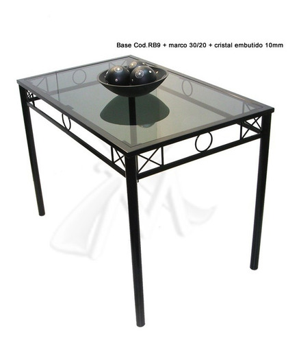 Imagen 3 de 4 de Mesa 110x70 + 4 Sillas De Hierro + Almohadones + Cristal Ja6