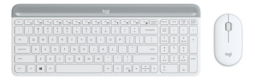 Kit de teclado y mouse inalámbrico Logitech MK470 Español de color blanco