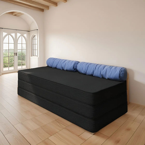 Puff Multiuso 3 Em 1 Casal - D33 Preto Design Liso