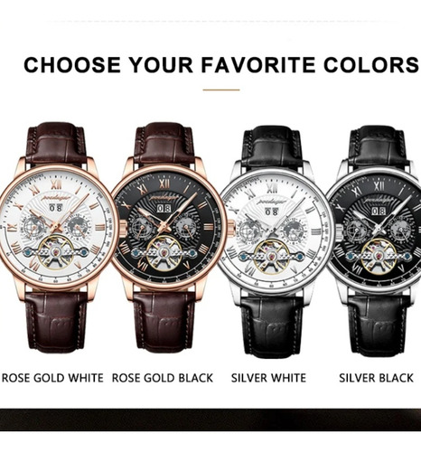 Relojes Mecánicos Poedagar Tourbillon Calendar Color Del Bisel Rose White