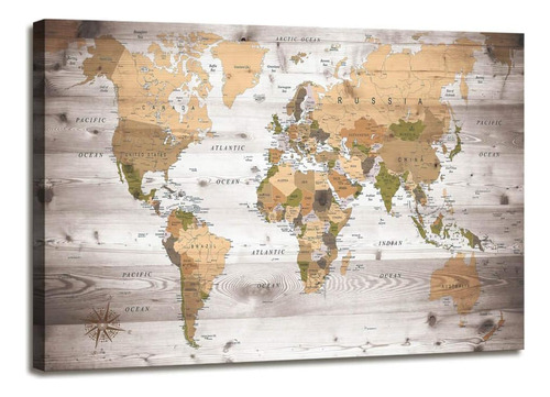 Póster De Oficina Con Mapa Del Mundo, Arte De Pared, Fotos V
