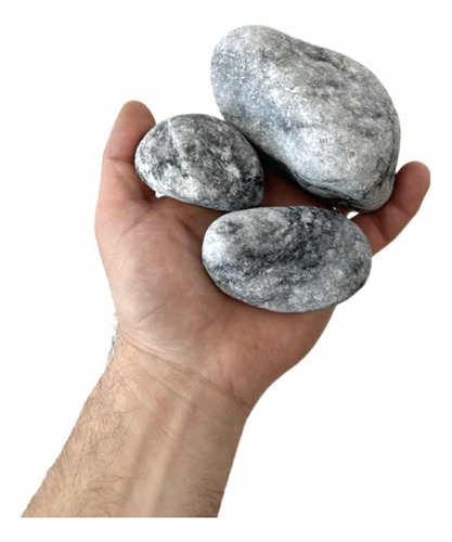 Piedra Bocha Bola Rodada Gris Brillante Bardiglio X 25 Kg