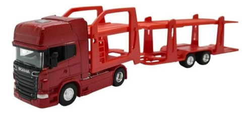 Caminhão Scania V8 R730 Cegonha 1:64 Welly Vermelho