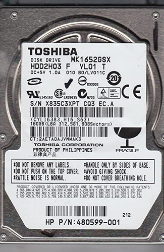 Toshiba Mk1652gsx 160 Gb De Disco Duro