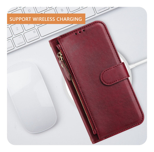 Funda De Piel Con Cierre De Primera Calidad Para Motorola E40, A Prueba De Golpes, Protección De 360°, Cartera, Bloqueo Rfid, Soporte