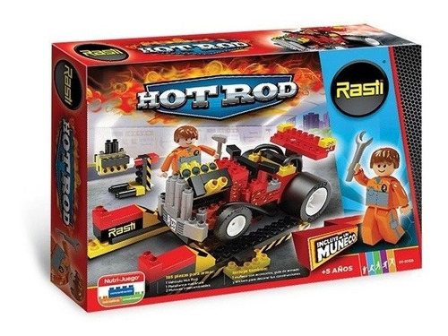 Set Bloques Hot Rod Auto Y Mecanico 185 Piezas Rasti Basico