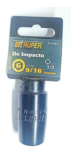 Dado De Impacto 6 Puntas Cuadro 1/2  De 9/16  Truper 13378