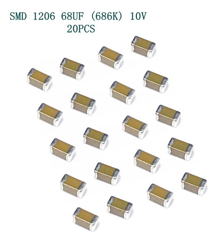 De De Capacitores Eletrolíticos Smd 68uf 1206 10v Pacotes