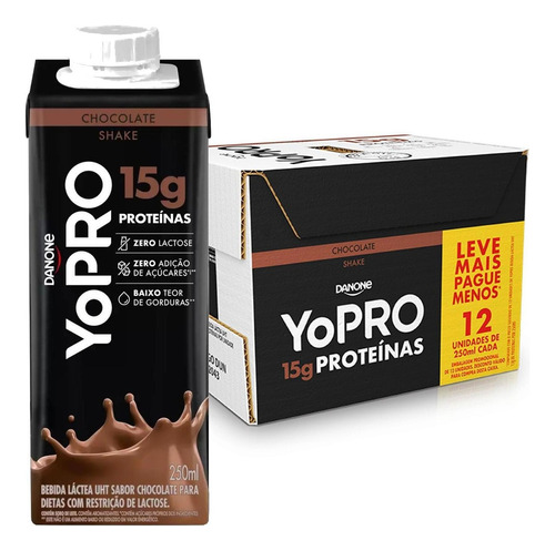 12x Yopro Chocolate Uht 15g De Proteínas 250ml
