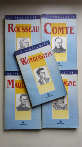 Coleção Livros Os Pensadores - Nova Cultural - 10 Volumes - 1991 Capa Mole Branca E Azul - Pl04 (Usado)