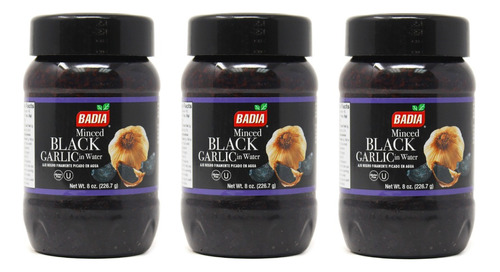 Pack X3 Ajo Negro Picado En Agua 226g Sin Gluten Vegan Badia