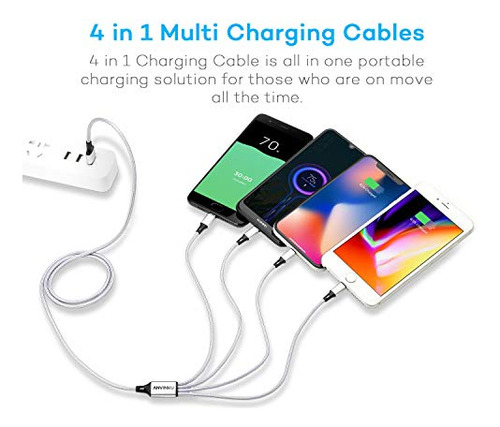 Cable De Carga Múltiple, Cable Usb Multi 3a De Carga Usb De