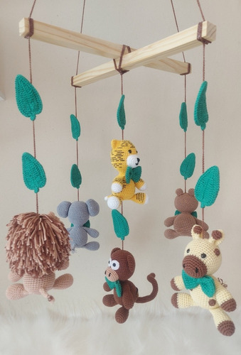 Mobile De Teto Safari Baby Em Amigurumi - Personalizado