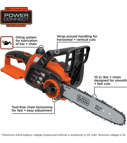 Imagen 3 de 7 de Black & Decker - Motosierra De Iones De Litio (20 V)