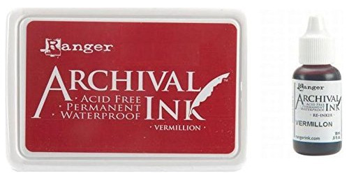 Ranger Archivo Bermellon Rojo Permanente Tinte Tinta Sello