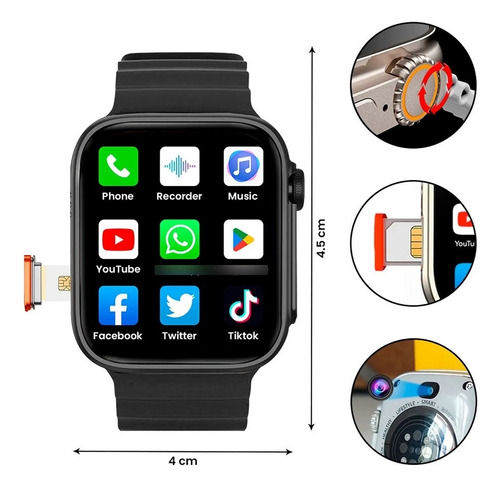 Smartwatch Ultra S9 / Chip / 64gb / Play Store / 2 Camaras