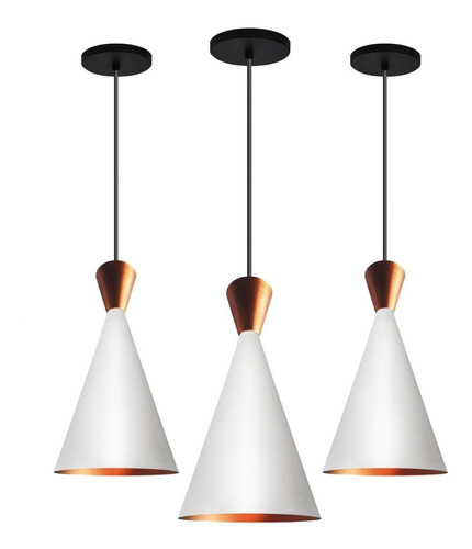 Kit 3 Lustres Pendentes Tom Dixon Branco New City