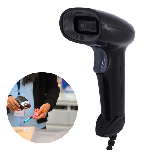 Leitor Código De Barras 2d C/ Fio Suporte Usb Preto Hs-22