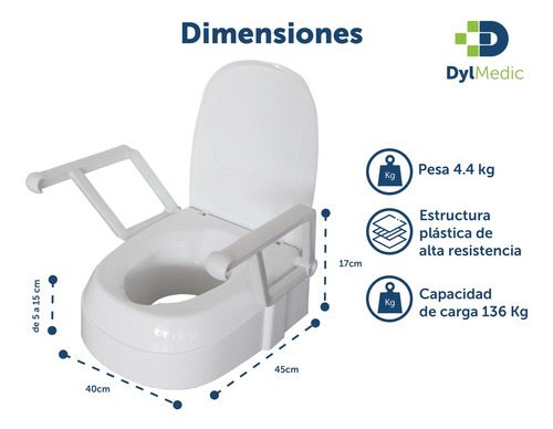 Incremento Para Baño Wc C/tapa Y Descansabrazos Premium
