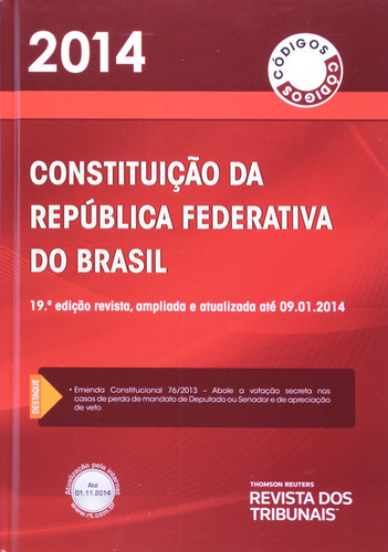 Constituição Da República Federativa Do Brasil, De Equipe  Revista Dos Tribunais. Editora Revista Dos Tribunais, Capa Dura Em Português