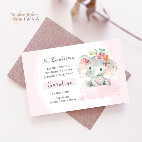 Imagen 6 de 10 de Estampitas Bautismo Tarjetas Estampas Nenas Horizontal X 3u