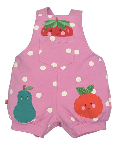 Jardineira Bebê Menina Molecottom Bordado Frutas Upi Uli