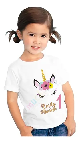 Plano Rizado borroso Playera Personalizada Fiesta Cumpleaños Unicornio | Meses sin intereses