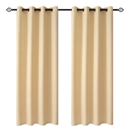 Set Cortinas Hogar 2 Paños 140x220 Cm Diseño Turlipan Color Beige A9796