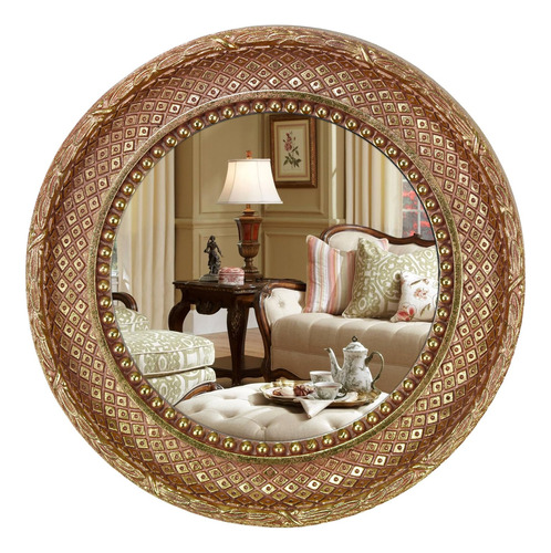 Oigumr Espejo Redondo Dorado Pequeno Espejo Decorativo Antig