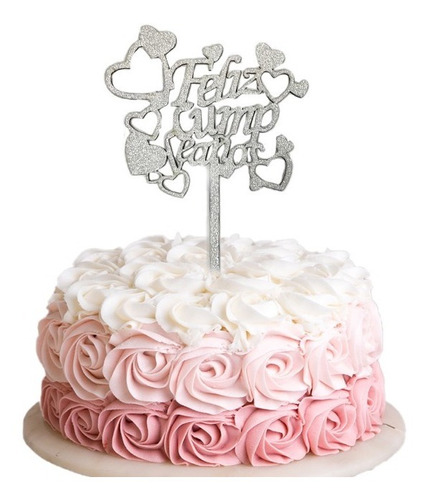 Plata Topper Feliz Cumpleaños,Cake Topper Estrellas,Decoraciones para Tarta,Cake Topper de Cumpleaños,Decoracion Tarta cumpleaños,Cumpleaños Cupcake Toppers 