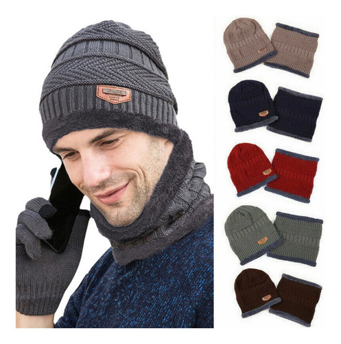 / Conjunto Gorro Cuellera Tejido Frío Lana Unisex Moda