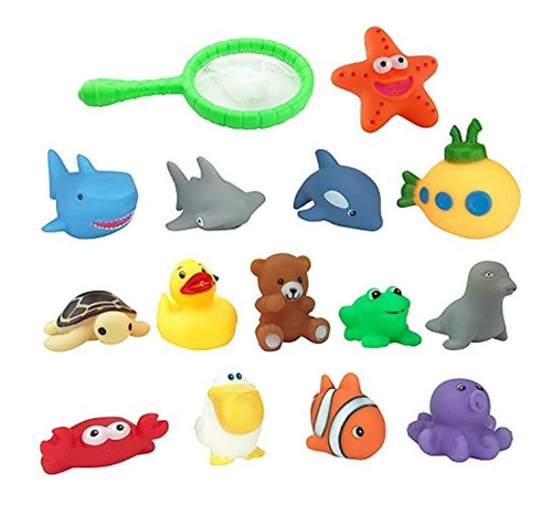 Conjunto De 15 Ocean Animals Water Squirties Divertido Baño