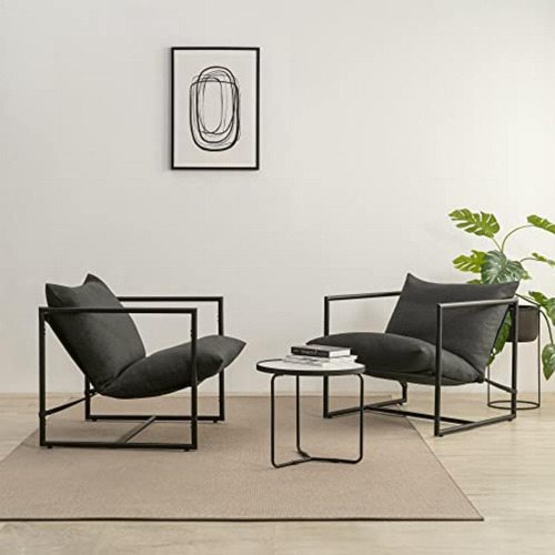 Zinus Aidan Sling Accent Silla/sillón Con Marco De Metal Color Gris Oscuro