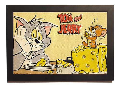 Tom E Jerry Pôster Quadro Retro Geek Art Pop C.moldura