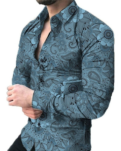 Camisa De Manga Larga Con Estampado De Flores 3d Casual Para